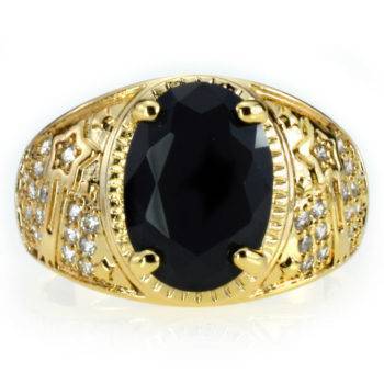 MADDOX - Men's Fashion Gold Ring with Black Stone - RB Fashion Jewellery