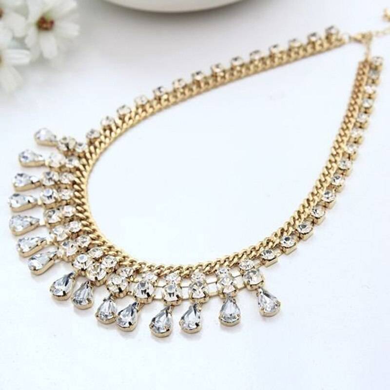 SAMIRA – Rhinestone Fashion Statement Necklace Clearance 8d255f28538fbae46aeae7: Gold-color