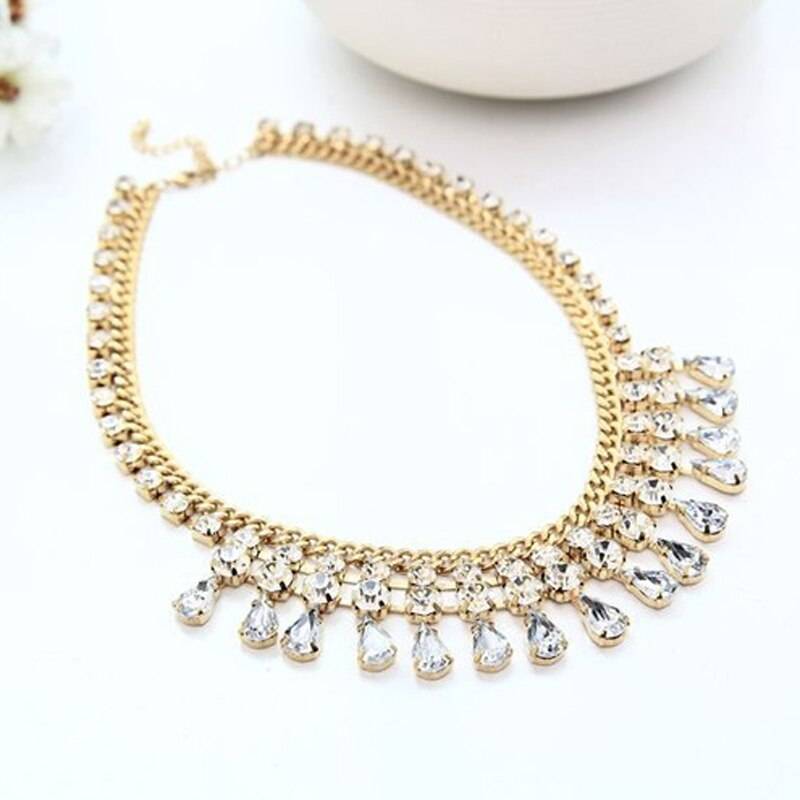 SAMIRA – Rhinestone Fashion Statement Necklace Clearance 8d255f28538fbae46aeae7: Gold-color