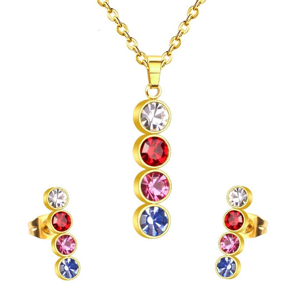 Nella – Stainless Steel Multicolour Crystal Jewellery Sets Jewellery Sets 8d255f28538fbae46aeae7: 1|2