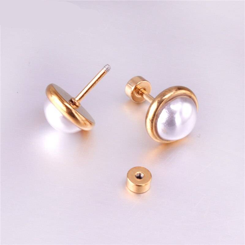ELA – Stainless Steel Surround Pearl Stud Earrings Earrings Stud Earrings 8d255f28538fbae46aeae7: Gold|Silver