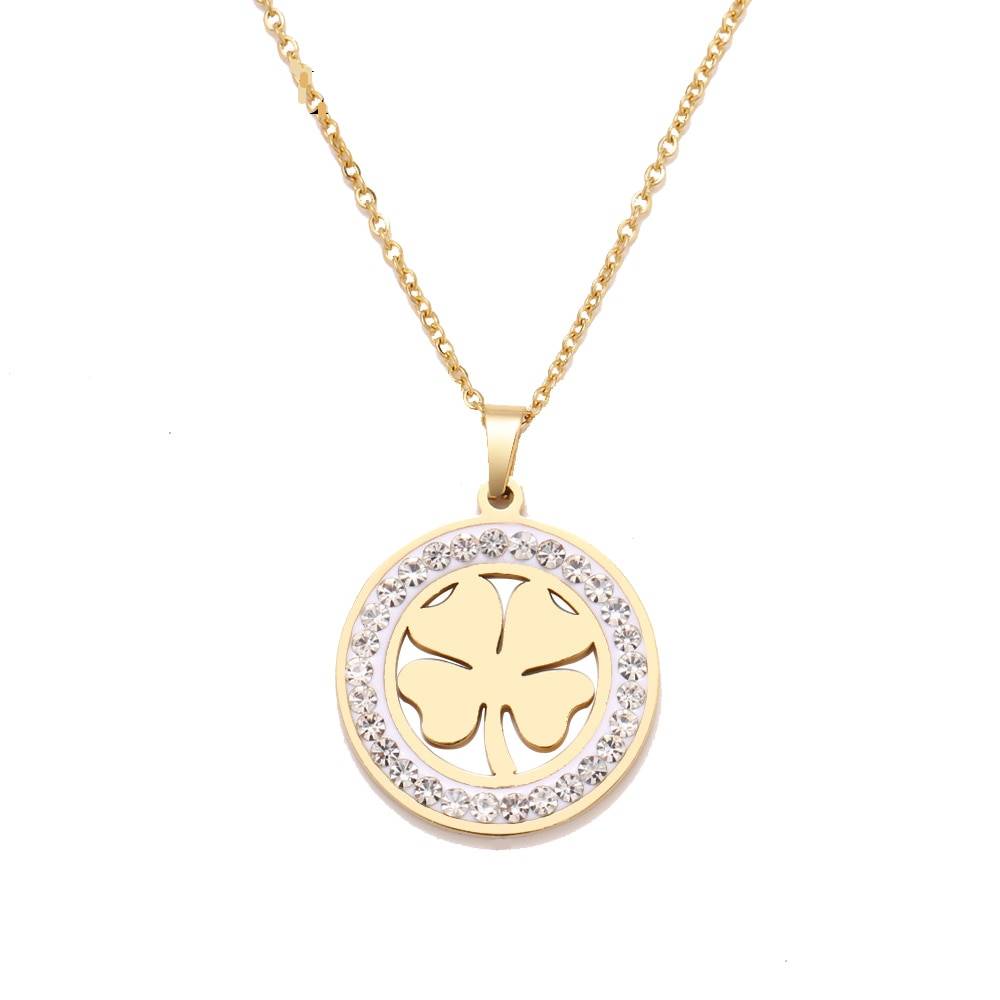 ALICE – Stainless Steel Clover Crystal Necklace Necklaces Pendant Necklace 8d255f28538fbae46aeae7: Gold-color|Silver