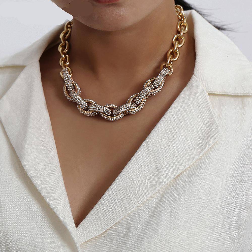Crystal Chunky Chain Necklace For Women – AMANDA Choker Necklaces 8d255f28538fbae46aeae7: Gold-color|silver color