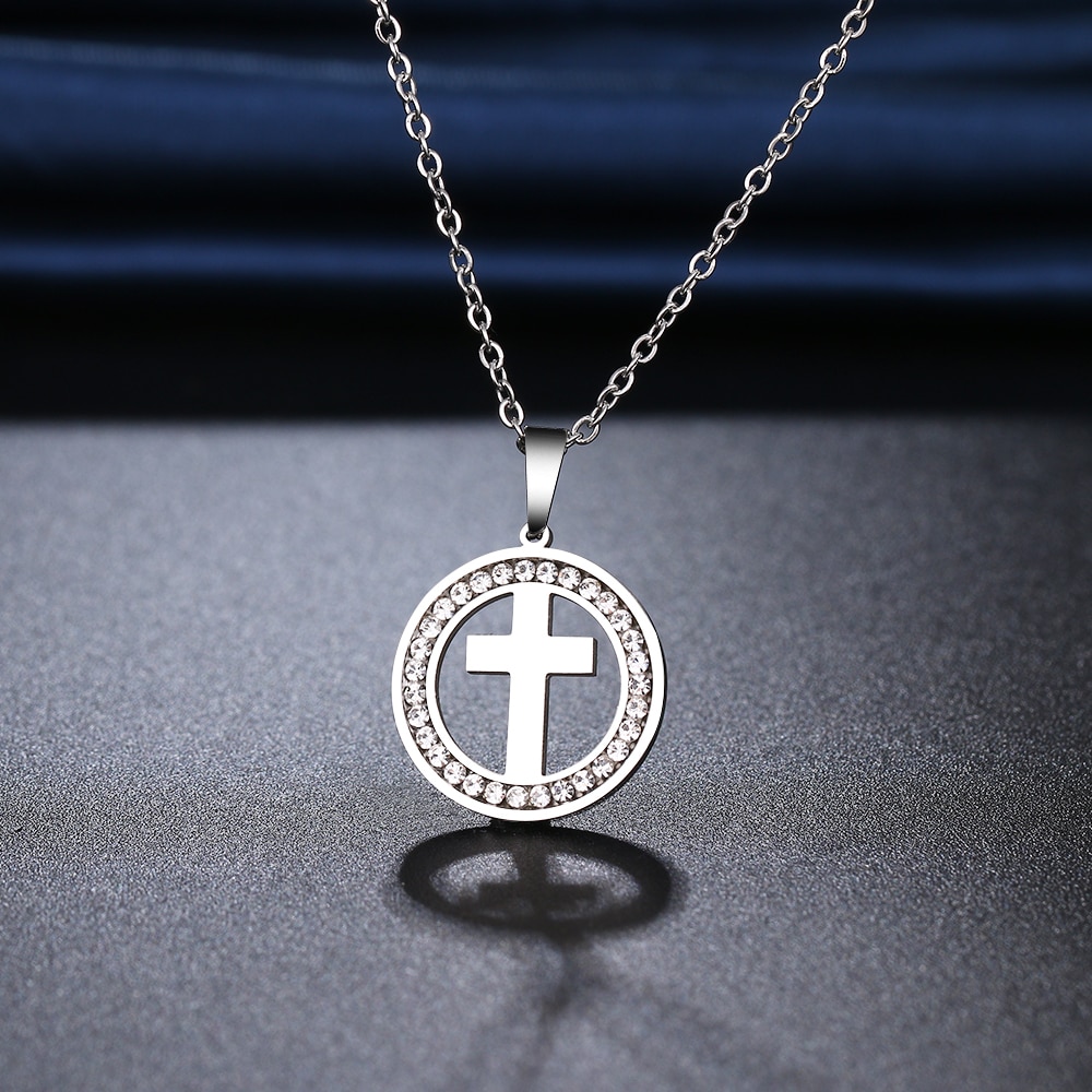 MARTHA – Stainless Steel Cross Crystal Necklace Necklaces Pendant Necklace 8d255f28538fbae46aeae7: Gold-color|silver color