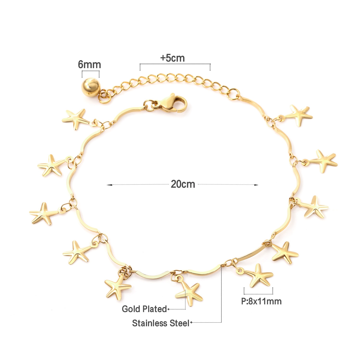 TESSA – Stainless Steel Starfish Chain Anklet Anklets Brand Name: LUXUSTEEL
