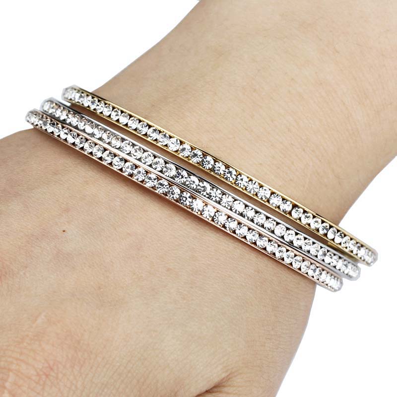 COSSA – Rhinestone Stainless Steel Bangle Bangles 8d255f28538fbae46aeae7: 18K Gold|Rose Gold|Silver