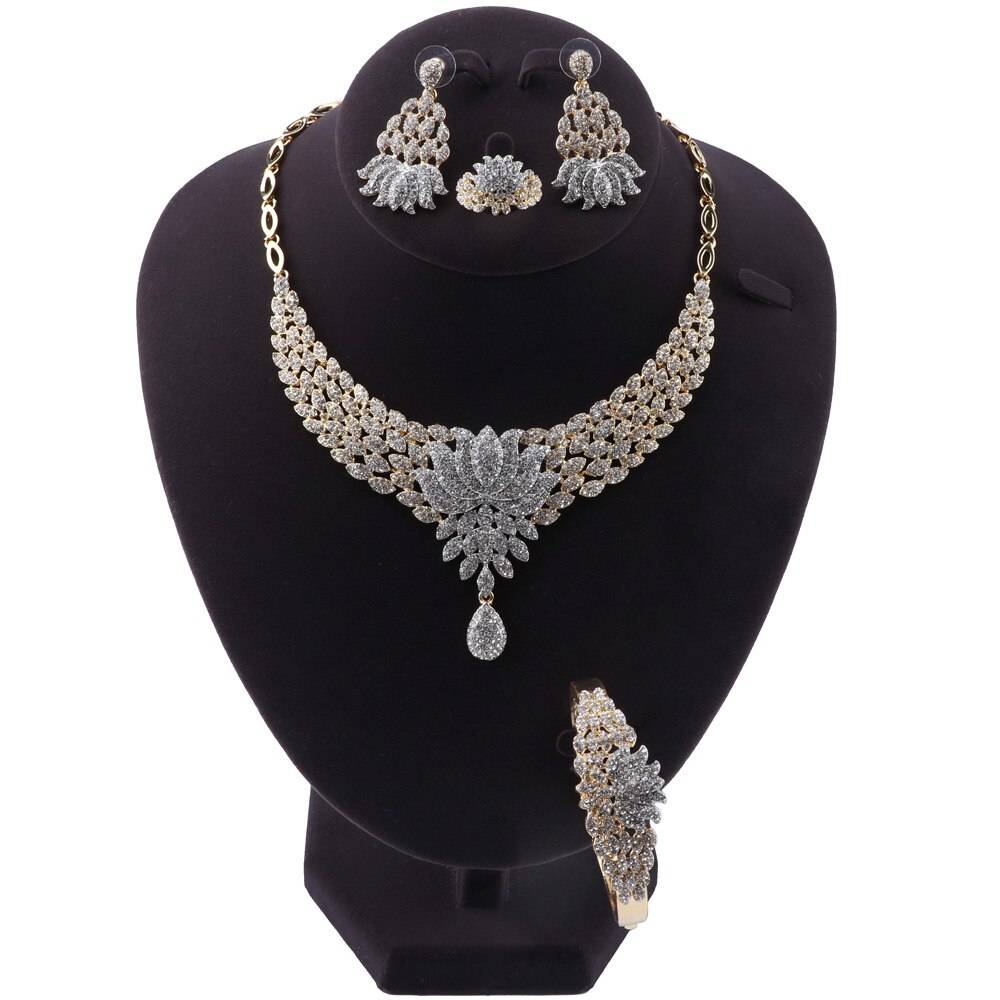 IDA – Exquisite Flower Shape Crystal Wedding Jewellery Set Wedding Jewellery Set Brand Name: OUHE