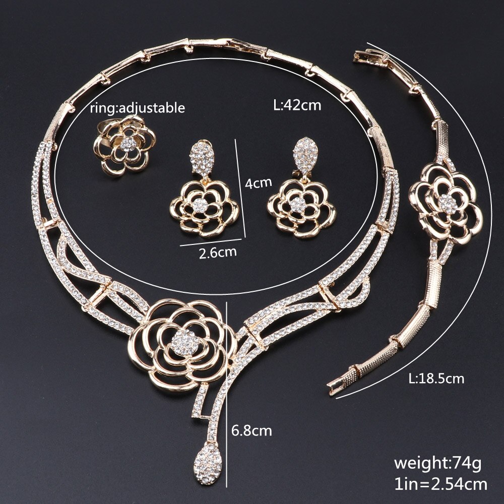KAIRA – Pretty Flower-Shaped Dubai Wedding Jewellery Set Wedding Jewellery Set 8d255f28538fbae46aeae7: Gold|Silver