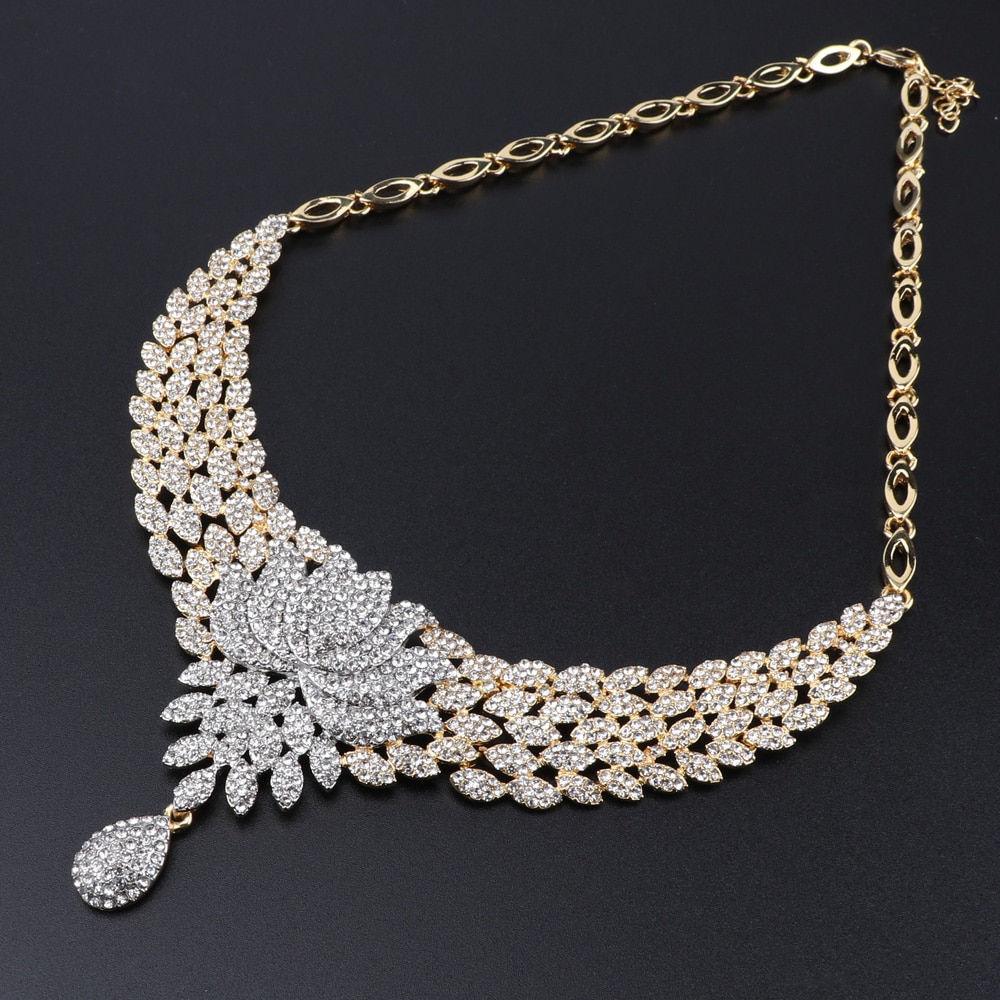 IDA – Exquisite Flower Shape Crystal Wedding Jewellery Set Wedding Jewellery Set Brand Name: OUHE