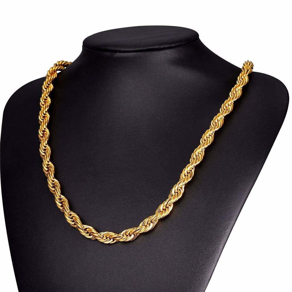 Thick Twisted Rope Braided Men’s Chain 8d255f28538fbae46aeae7: Black|Gold|Silver