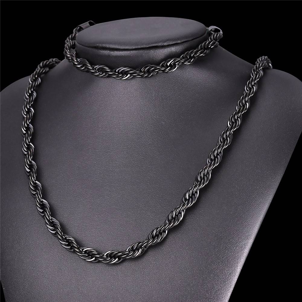 Thick Twisted Rope Braided Men’s Chain 8d255f28538fbae46aeae7: Black|Gold|Silver