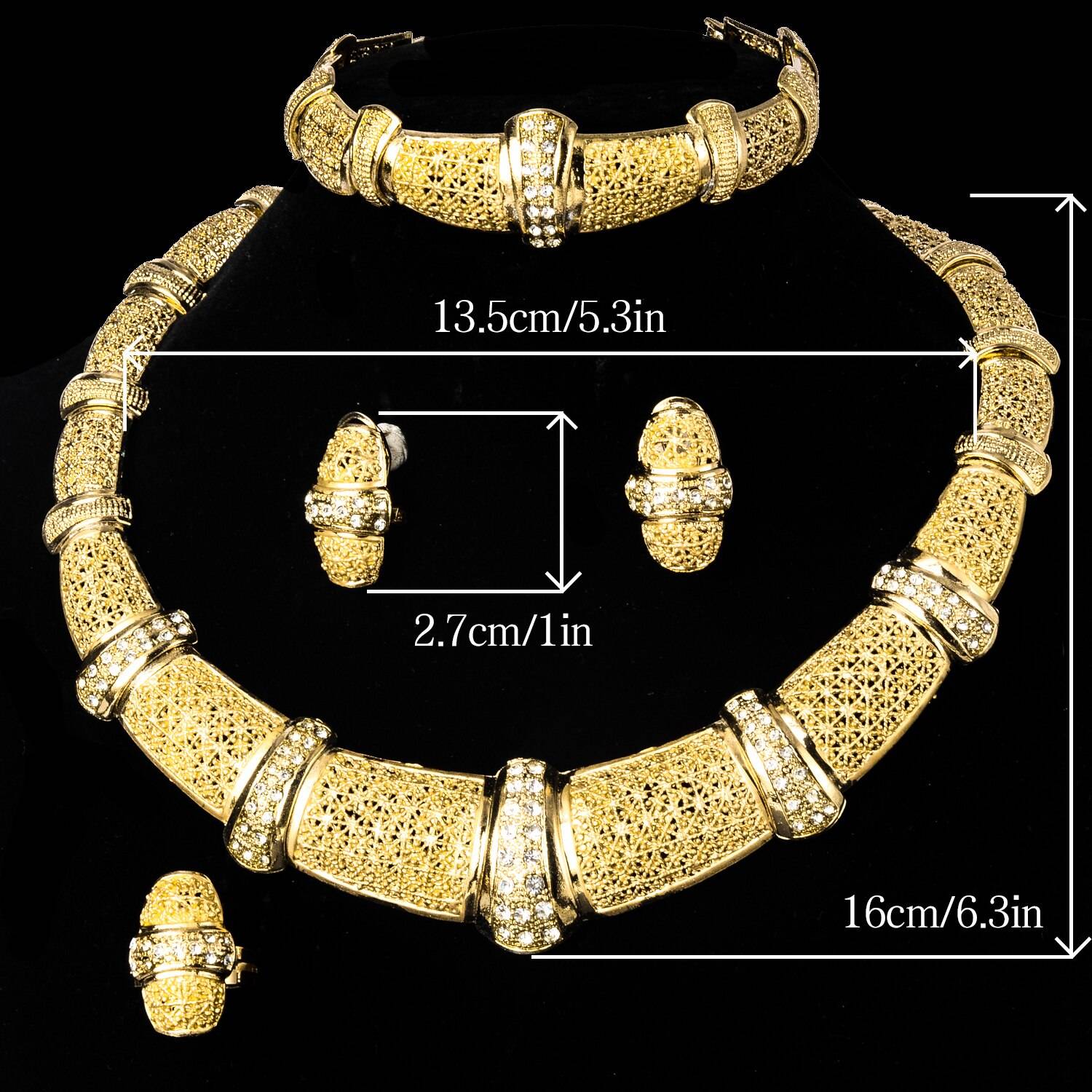 Diana baby Jewelry Sets New Fashion Gold Planted Bridal Zircon Earrings Necklace Bangle Ring For Women Classic Trendy Gift Wedding Jewellery Set 8d255f28538fbae46aeae7: Jewelry Sets