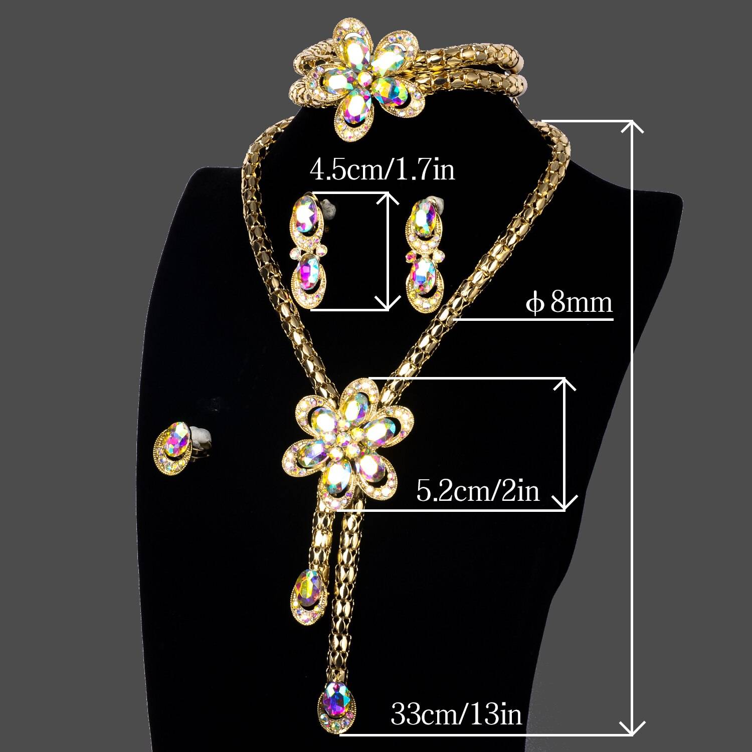 Sunny Jewelry Sets Hot Sale Bridal Wedding Flower Zircon Earrings Necklace Bracelet Ring For Women Romantic Trendy Gift Party Wedding Jewellery Set 8d255f28538fbae46aeae7: Jewelry Sets