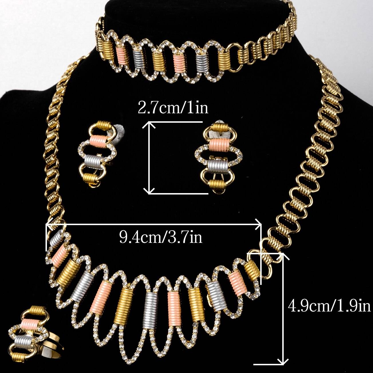 Sunny Jewelry Sets Three Tone Bohemia Bridal Wedding Earrings Necklace Bracelet Ring For Women Lady Cute Romantic Party Gift Wedding Jewellery Set 8d255f28538fbae46aeae7: Jewelry Sets