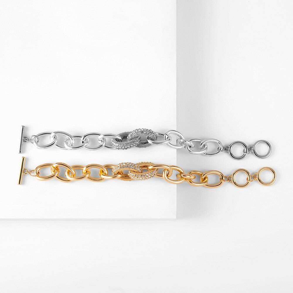 Ingemark Punk Crystal Round Bracelets Bangles Statement Simple Fashion Alloy Chunky Thick Chain Bracelet Couple Jewelry 2019 Uncategorized 8d255f28538fbae46aeae7: Golden|Silver