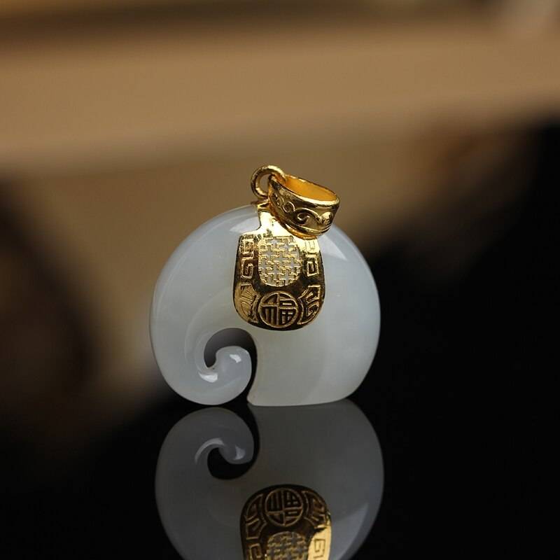 2021 Vintage White Hetian Jade Elephant Pendant 18K Gold Plated Chain Necklace Stainless Steel Sapphire Choker Jewelry for Women Necklaces Pendant Necklace 8703dcb1fe25ce56b571b2: Sapphire|White Jade