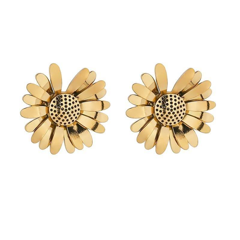 Gold Daisy Flower Stud Earrings -DONNA Earrings Stud Earrings 8d255f28538fbae46aeae7: YH2165A Gold