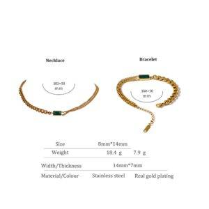 Yhpup 18 Gold Stainless Steel Necklace Jewelry Sets for Women Green Zirconia Chain Collar Metal Crystal Stone Necklace Bijoux Uncategorized 8d255f28538fbae46aeae7: YH280A Earrings|YH282A Necklace|YH284A Bracelet|YH287A Ring 