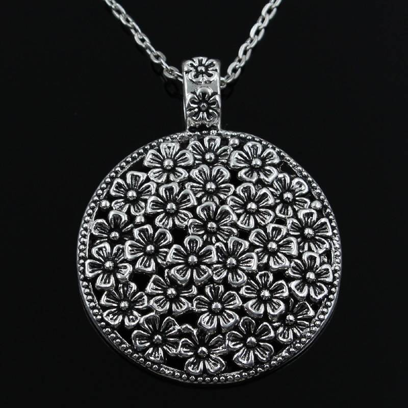 New Fashion Flower Covered Disc Pendants Round Cross Chain Short Long Mens Womens Silver Color Necklace Jewelry Gift Uncategorized 8d255f28538fbae46aeae7: cross chain|round chain