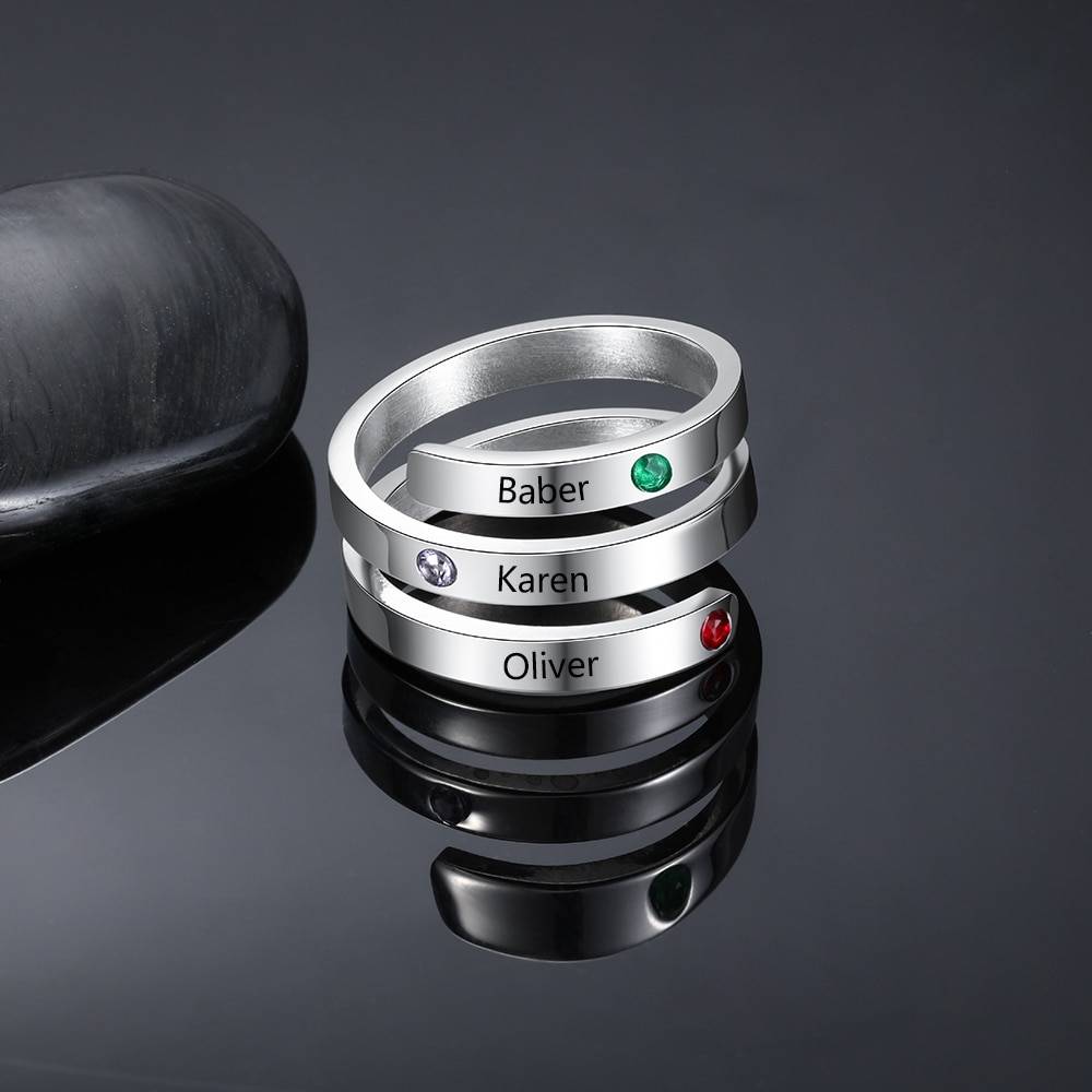Personalized Spiral Stainless Steel Ring 2ced06a52b7c24e002d45d: 6|7|8|9|Resizable
