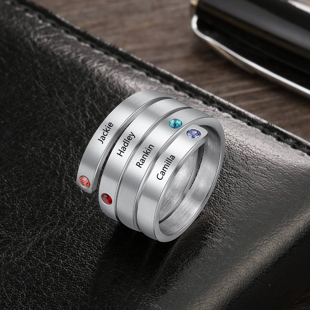 Personalized Spiral Stainless Steel Ring 2ced06a52b7c24e002d45d: 6|7|8|9|Resizable