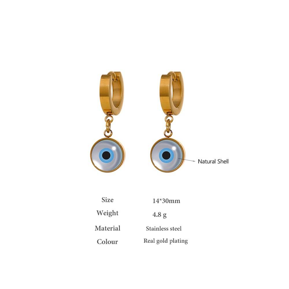 Yhpup Stainless Steel Eye Bead Hoop Earrings Natural Shell Jewelry Trendy Metal Geometric Huggie Earrings for Women Party Gift Uncategorized 8d255f28538fbae46aeae7: YH504A Gold