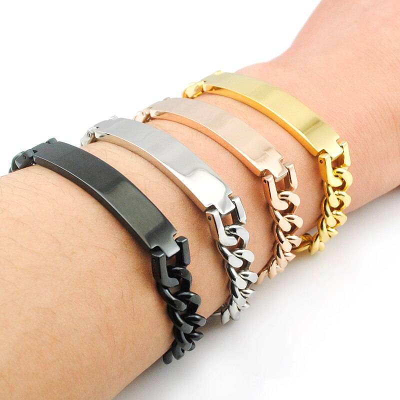 Dolaime Stainless Steel Bracelet Man,Fashion Link Chain Exquisite Jewelry ID Men Bracelet Cuff Punk Women Bijoux,Wholesale GB035 Uncategorized 8d255f28538fbae46aeae7: antique color|Black color|Black Silver Color|Gold Silver Color|Gold-color|Rose Gold Color|silver color