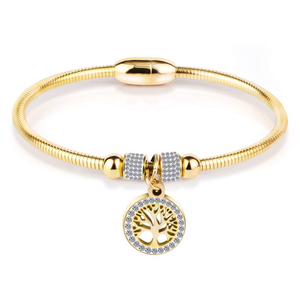 Hollow Tree Flower Bracelets For Women Stainless Steel Crystal Charm Bracelets Magnet Bangles Jewelry Wholesale Bracelets 8d255f28538fbae46aeae7: Gold|Rose|Steel