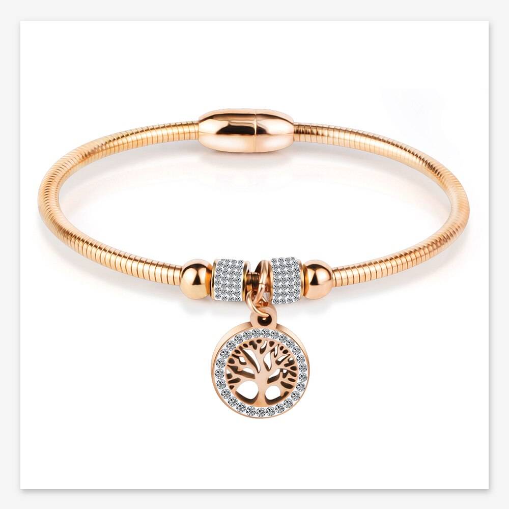 Crystal Hollow Tree of Life Bracelet for Women – ELIZA Bracelets 8d255f28538fbae46aeae7: Gold|Rose|Steel