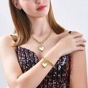Heart Necklace and Bracelet Set for Women – SIMI Jewellery Sets 8d255f28538fbae46aeae7: Gold|Silver 