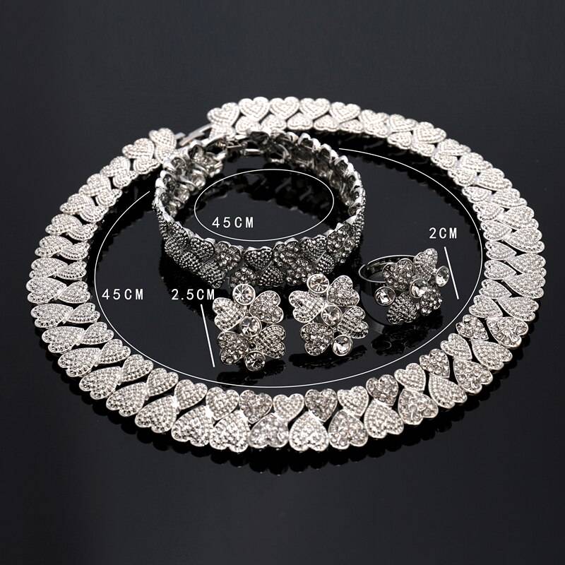 LQ Wholesale African Beads Bridal Jewelry Set Nigerian Wedding Accessories Necklace Dubai Sliver Designer Hand Catenary Earring Wedding Jewellery Set 8d255f28538fbae46aeae7: Gold-color|Silver Plated