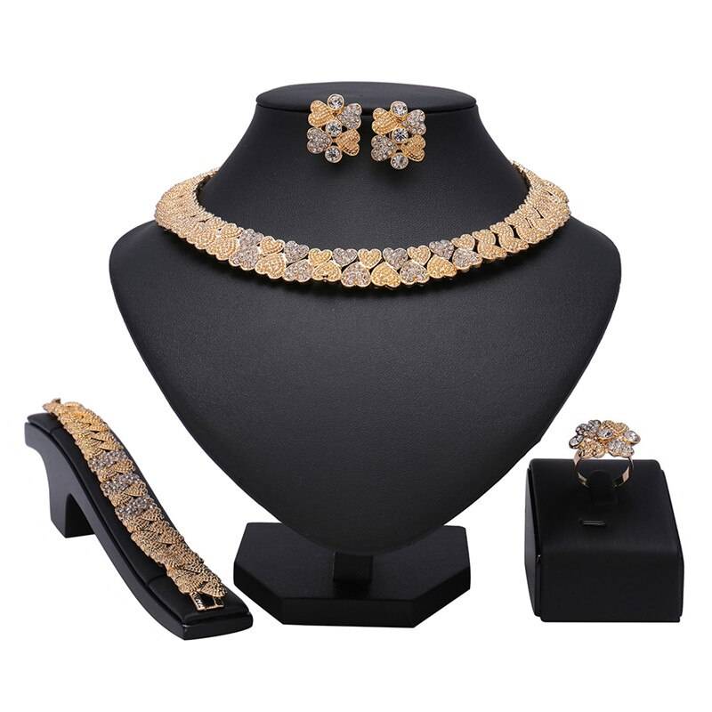 Cubic Zirconia Heart Fashion Jewellery Set – SHADIA Jewellery Sets Wedding Jewellery Set 8d255f28538fbae46aeae7: Gold-color|Silver Plated