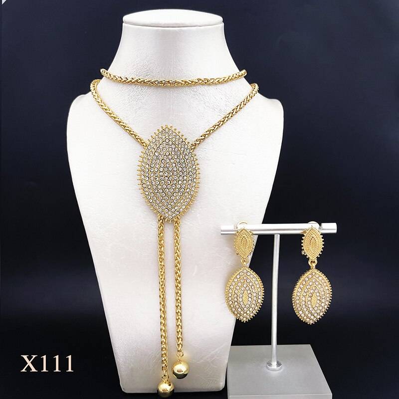 Dubai Gold Colored Jewelry For Women Long Chain Necklacet Earrings Set Large Pendant colliers de bijoux de mode Jewellery Sets 8d255f28538fbae46aeae7: 1|2|3|4|5