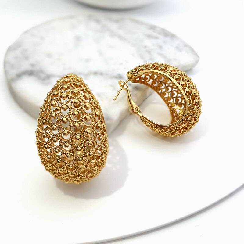 Gold Plated Round Earrings For Women Girls African Fashion Jewelry Cutout Copper Earrings Wedding Party Gifts Jewellery Sets 8d255f28538fbae46aeae7: 1|2|3|4
