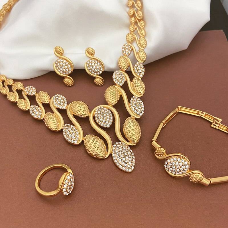 Jewelry Set For Women Necklace And Earrings Charm Bracelet Women's full jewelry set ensembles de bijoux en plaqué or Uncategorized 8d255f28538fbae46aeae7: baizuan-1|xiangbing-2|yanhuang-3