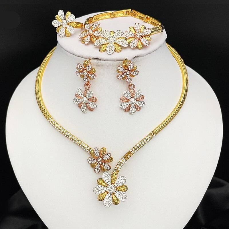 Zirconia Floral Jewellery Set For Wedding – EMILLA Jewellery Sets Wedding Jewellery Set Origin: Mainland China
