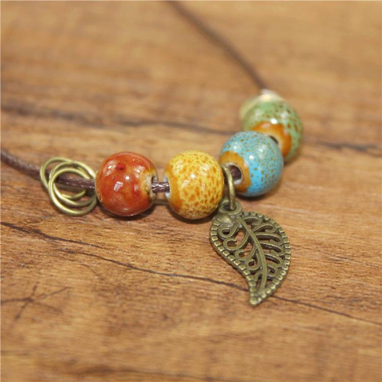 Ethnic Handmade Beaded Ceramic Pendant Necklace Handmade Jewellery Necklace Type: Pendant Necklaces