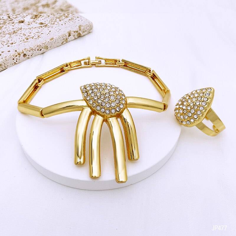 Unique Women Jewelry Set 18K Gold Plated Necklace Earring Bracelet Ring 4pcs Set Jewelry Free Shipping Wedding Party Accessories Uncategorized 8d255f28538fbae46aeae7: 477