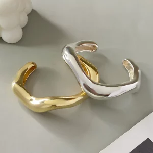 Irregular-Shaped Statement Cuff Bangle for Women Bangles 8d255f28538fbae46aeae7: Gold-color|Silver Plated 